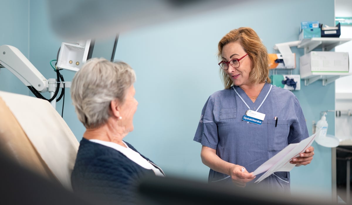 Bilder tagna i samband med pressmeddelande om Scapis studien på Hjärtkliniken."Patienterna" är modeller.